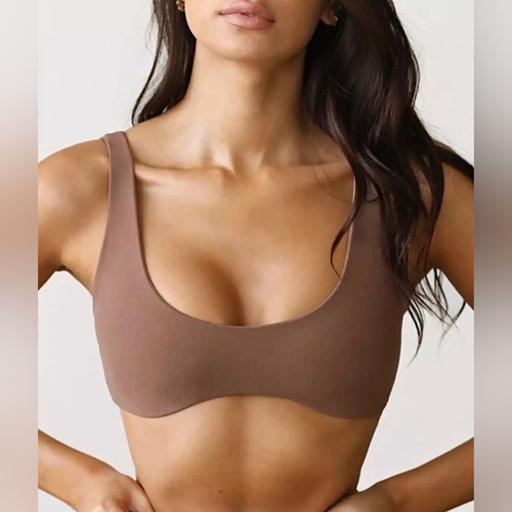 Joah Brown Contour Bra in Sueded Mocha Warm Light Brown Size S/M Soft Stretch